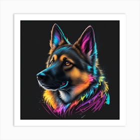 Rainbow German Shepherd Art Print