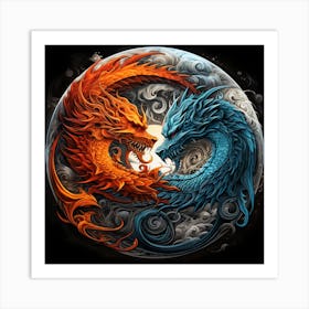 Dragons Yin And Yang Art Print