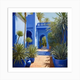 Jardin Majorelle Morocco Modern Blue Illustration art print 3 Art Print