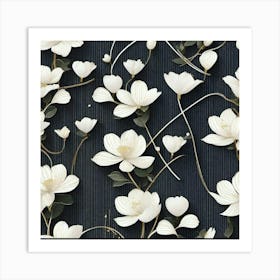 White floral Art Print