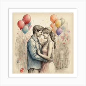 Love And Balloons Art Print