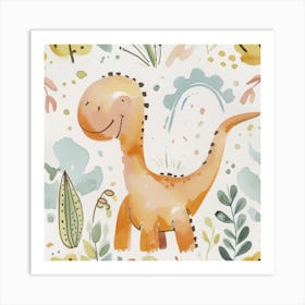 Cute Muted Pastel Dryosaurus Dinosaur 1 Art Print