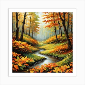 Forest In Autumn In Minimalist Style Square Composition 20 Art Print