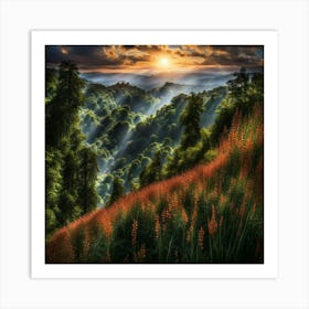 Sunset In The Mountains 12 Art Print