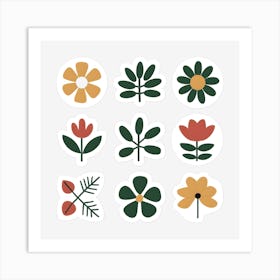 Flower Stickers Set 1 Art Print