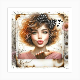 Kissing Girl Art Print