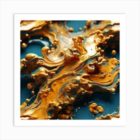 Abstract Gold Liquid Splash Art Print