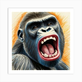 Gorilla Drawing 5 Art Print