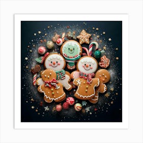 Firefly Gingerbread, Men, Friends, Gumdrops, Candy, Canes, Snowflake, Ornament, Christmas, Concept, (10) Art Print