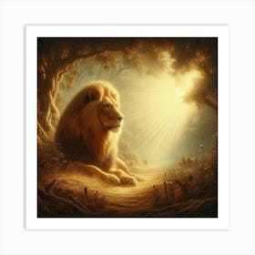 Lion In The Forest Art Print