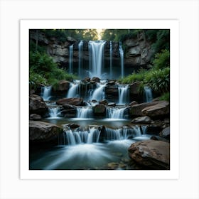 Waterfall In The Forest 83 Art Print