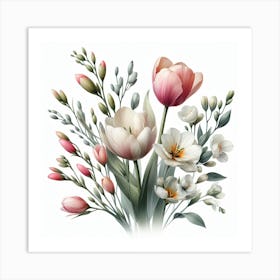 Tulips and Freesia 1 Art Print