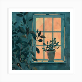 Potted Plant On Window Sill 2 Art Print