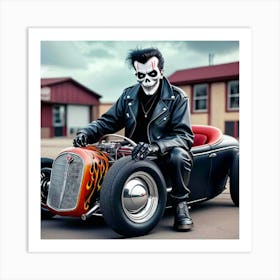 Skeleton On A Hot Rod Art Print