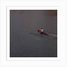 Rower - color photo photography square sport water man boat rowing Art Print