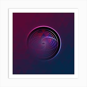 Geometric Neon Glyph Abstract on Jewel Tone Triangle Pattern 393 Art Print