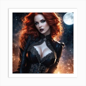 Gothic Redhead in Space 1 Art Print