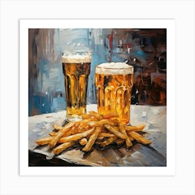 Beer And Fries Art Print