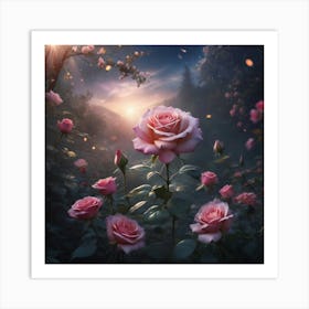 Roses In The Forest Art Print