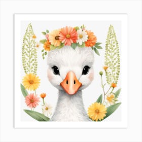 Floral Baby Swan Nursery Illustration (26) Art Print