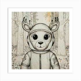 Astronaut Deer 6 Art Print