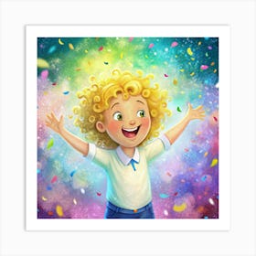 Happy Boy With Confetti 1 Art Print