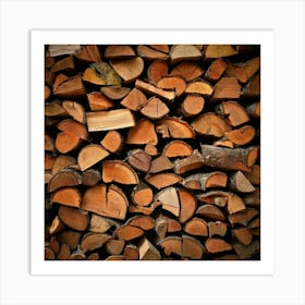 Firefly Stacked Firewood Logs With Natural Wood Texture 36616 (2) Art Print