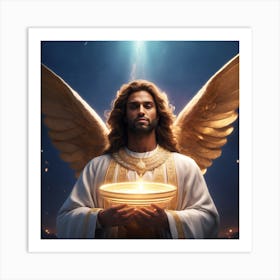 Angel Holding A Golden Bowl Art Print