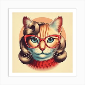 Cat With Glasses 1 Art Print