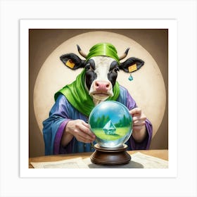 Cow With A Crystal Ball Art Print