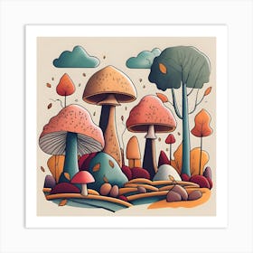 Mushroom Forest Art Print