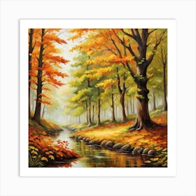 Forest In Autumn In Minimalist Style Square Composition 55 Art Print