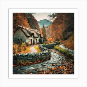 Thatched Cottage In Autumn 1 Art Print