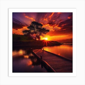 Sunset On The Lake 12 Art Print