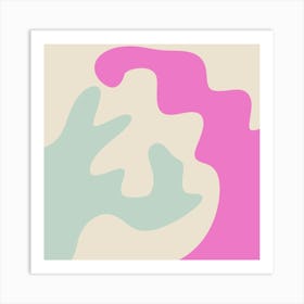 Abstract modern shapes pink and aqua Art Print