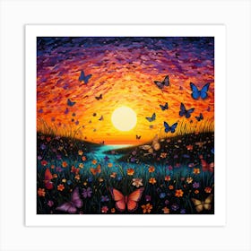 Butterfly Sunset Art Print