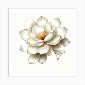 White Lotus Flower 1 Art Print