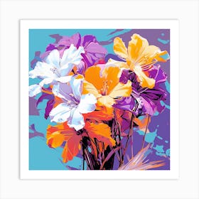 Andy Warhol Style Pop Art Flowers Lilac 2 Square Art Print
