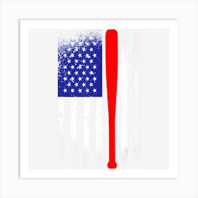 American Flag Baseball 4th Of July Patriotic Art Print