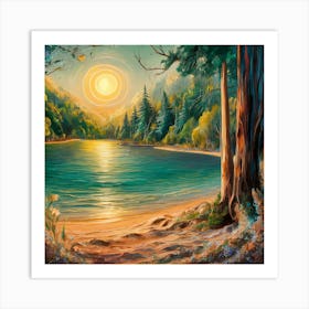 Sunset By The Lake 5 Art Print