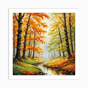 Forest In Autumn In Minimalist Style Square Composition 262 Art Print