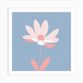 A White And Pink Flower In Minimalist Style Square Composition 353 Art Print