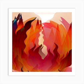 Fire Abstract Cartoon Red Hot 1 Art Print