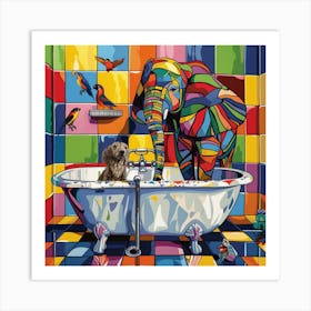 Elephant In The Bath 1 Art Print