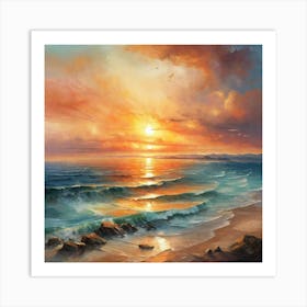 Beautiful landscape of sunset on the sea Art Print