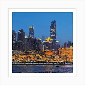 Shanghai Skyline At Night Art Print