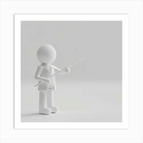 3d Man Holding A Stick Art Print