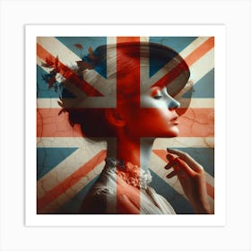 A british flag, a woman 1 Art Print