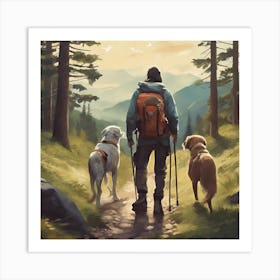 Hiking With Dogs Art Print