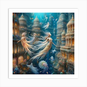 Mermaids In The City Art Print